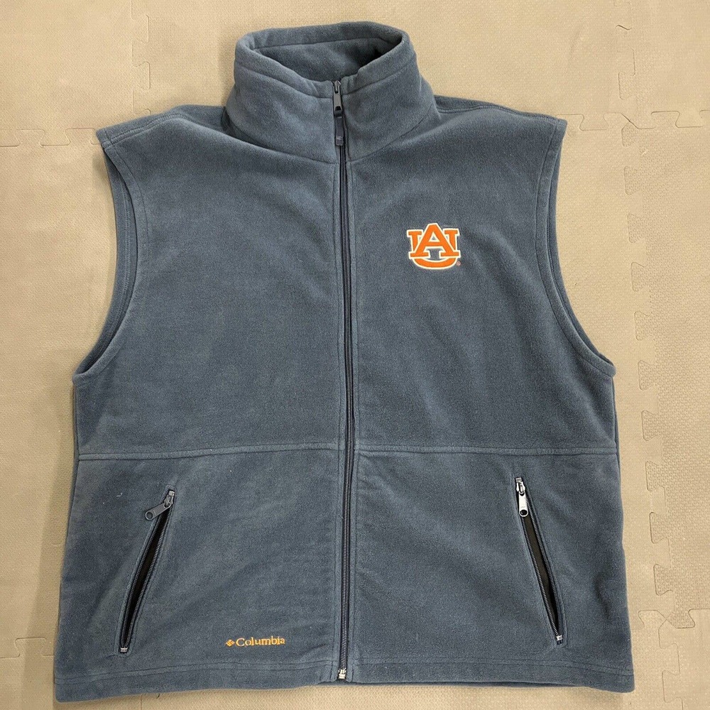 COLUMBIA Men's University of AUBURN TIGERS Navy Fleece Full Zip Vest Sz. XL FS - Picture 5 of 10